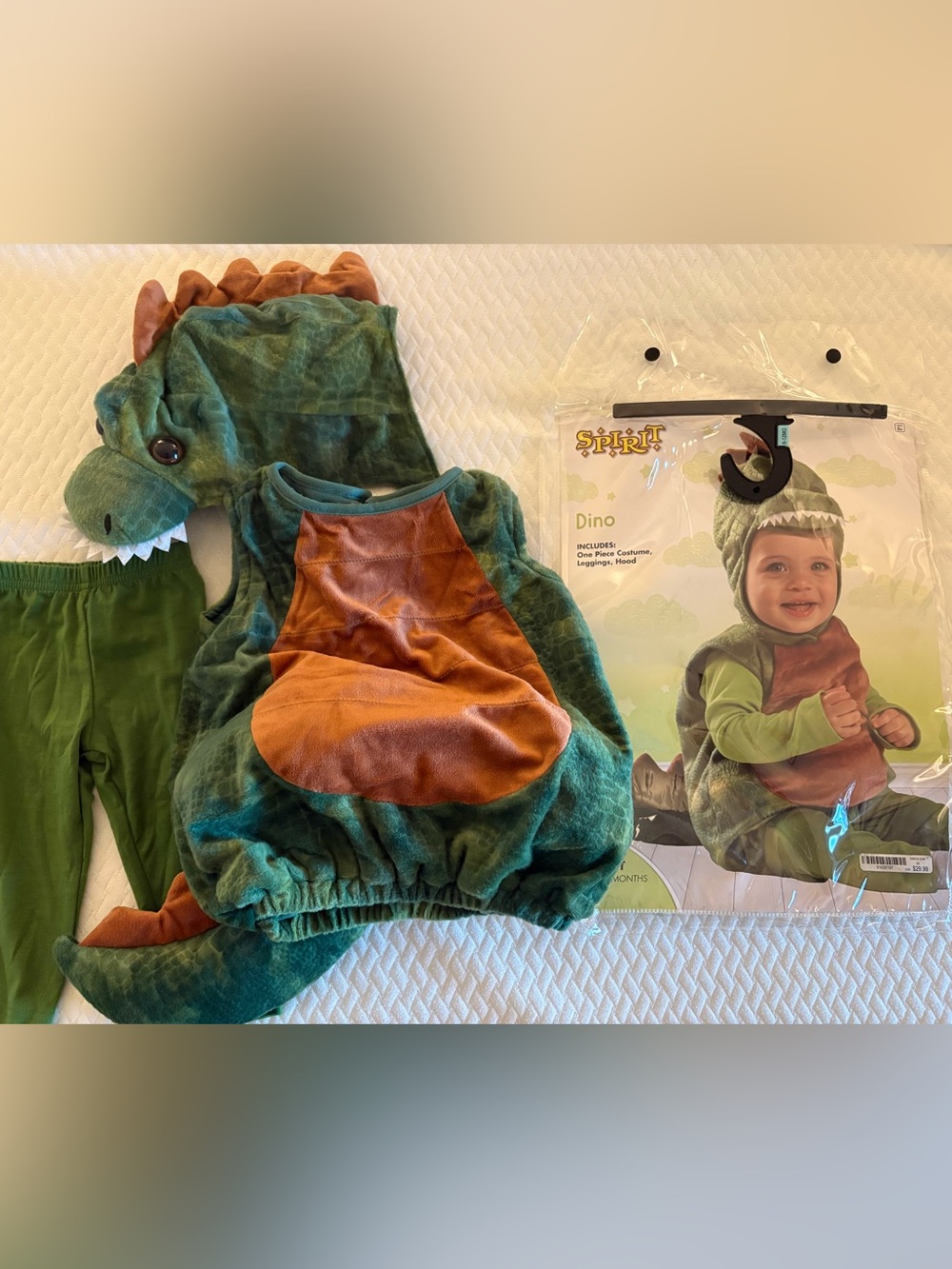 Spirit Halloween Baby Dino Costume - Green & Brown